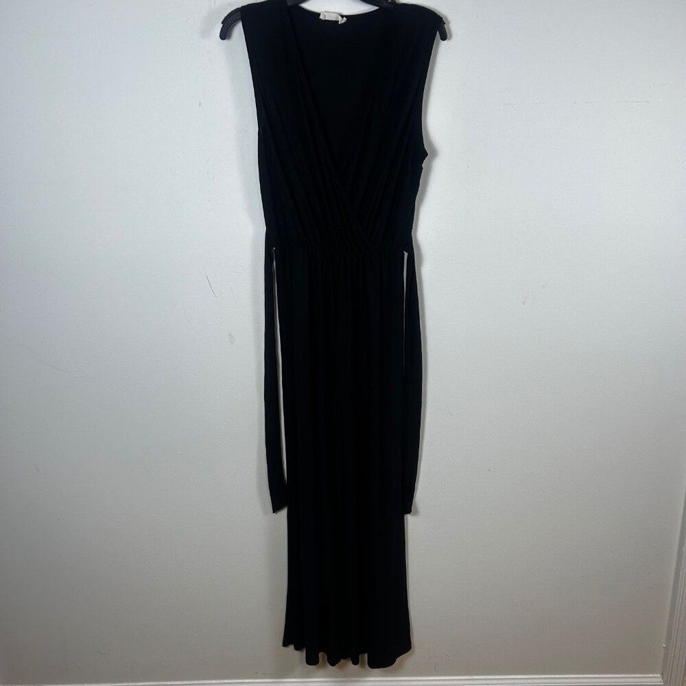 Forever Rose Black Jumpsuit Womens XL Sleeveless V-Neck Wide Leg Belted